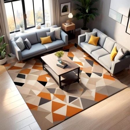 Handcrafted Triangle Geometric Living Room Rug